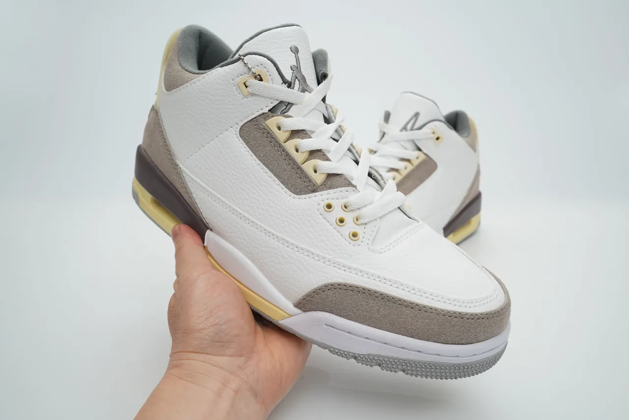 Air Jordan 3 White Beige Yellow Brown Basketball Shoes 7
