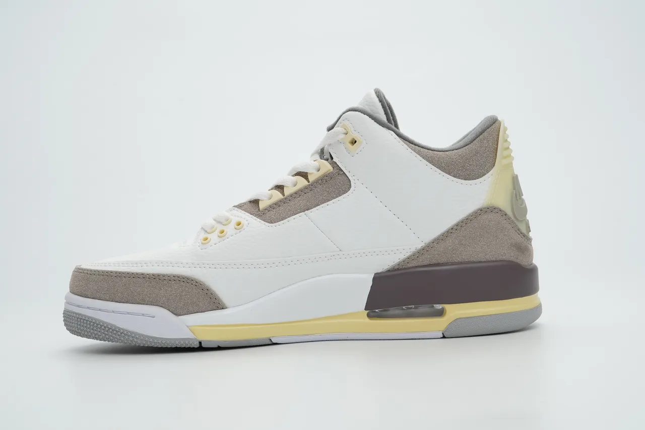 Air Jordan 3 White Beige Yellow Brown Basketball Shoes 10