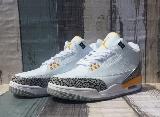 Air Jordan 3 White Cement Orange Basketball Shoes 2