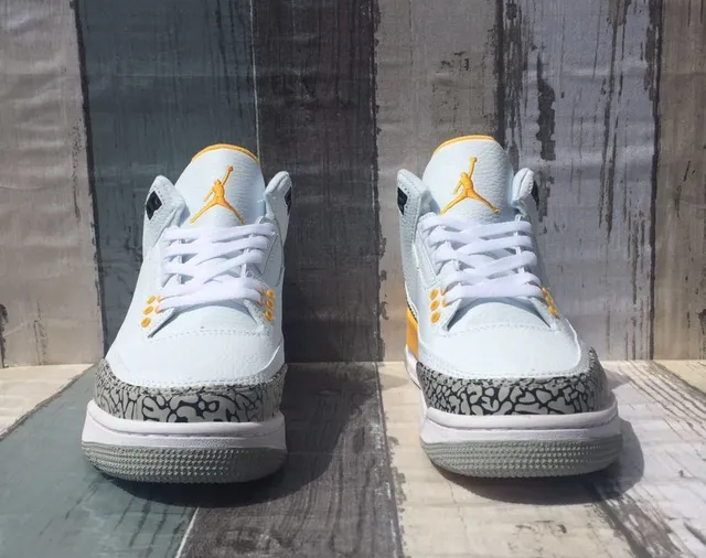 Air Jordan 3 White Cement Orange Basketball Shoes 5