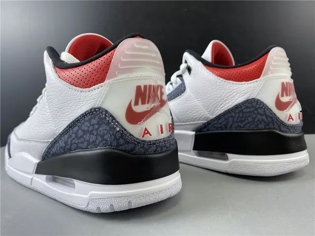 Air Jordan 3 White Dark Grey Red Basketball Shoes 4
