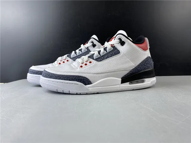 Air Jordan 3 White Dark Grey Red Basketball Shoes 5