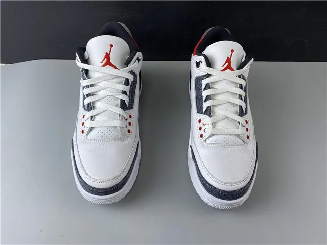 Air Jordan 3 White Dark Grey Red Basketball Shoes 6