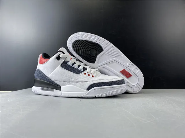 Air Jordan 3 White Dark Grey Red Basketball Shoes 7