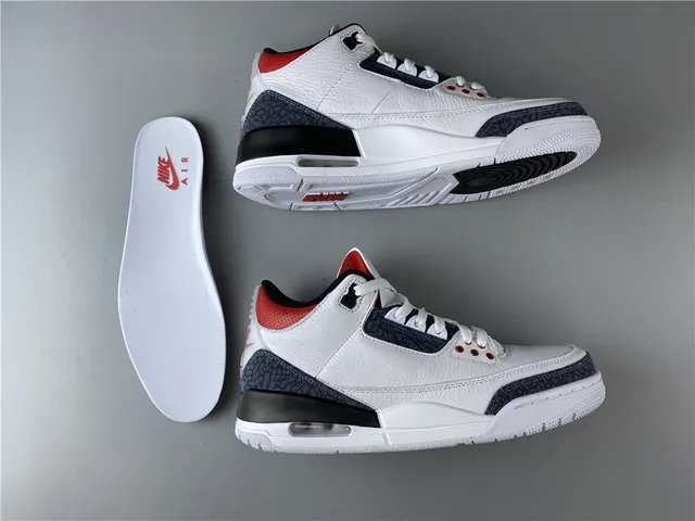 Air Jordan 3 White Dark Grey Red Basketball Shoes 8