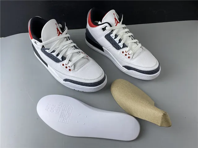 Air Jordan 3 White Dark Grey Red Basketball Shoes 9