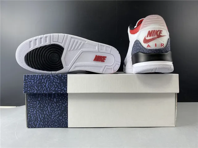 Air Jordan 3 White Dark Grey Red Basketball Shoes 19