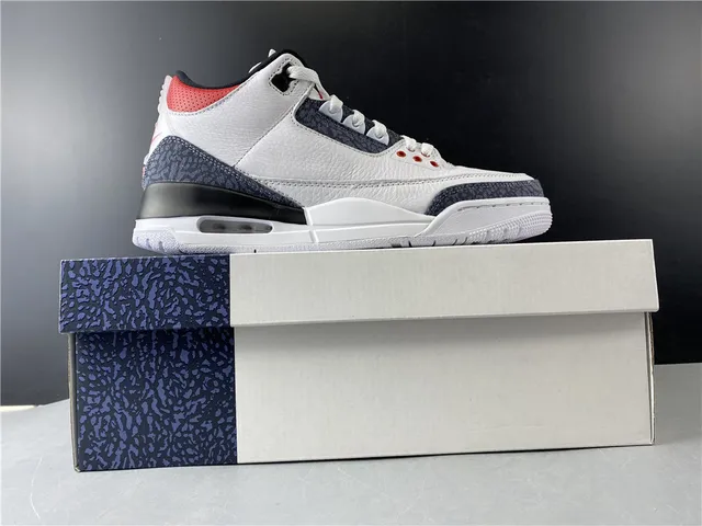 Air Jordan 3 White Dark Grey Red Basketball Shoes 20