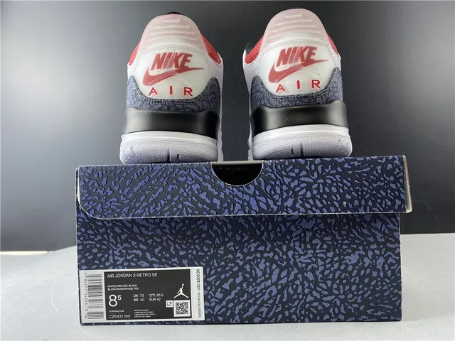 Air Jordan 3 White Dark Grey Red Basketball Shoes 21