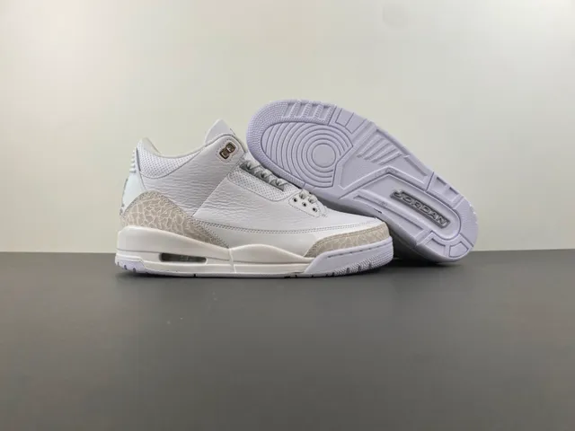 Air Jordan 3 White Elephant Print Basketball Shoes 12