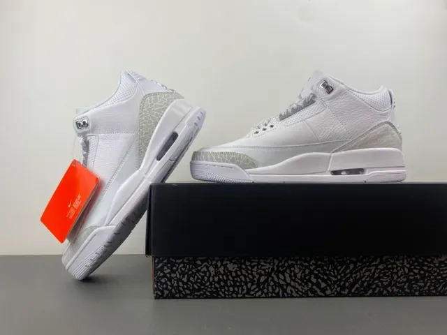 Air Jordan 3 Tênis de Basquete com Estampa de Elefante Branco 14