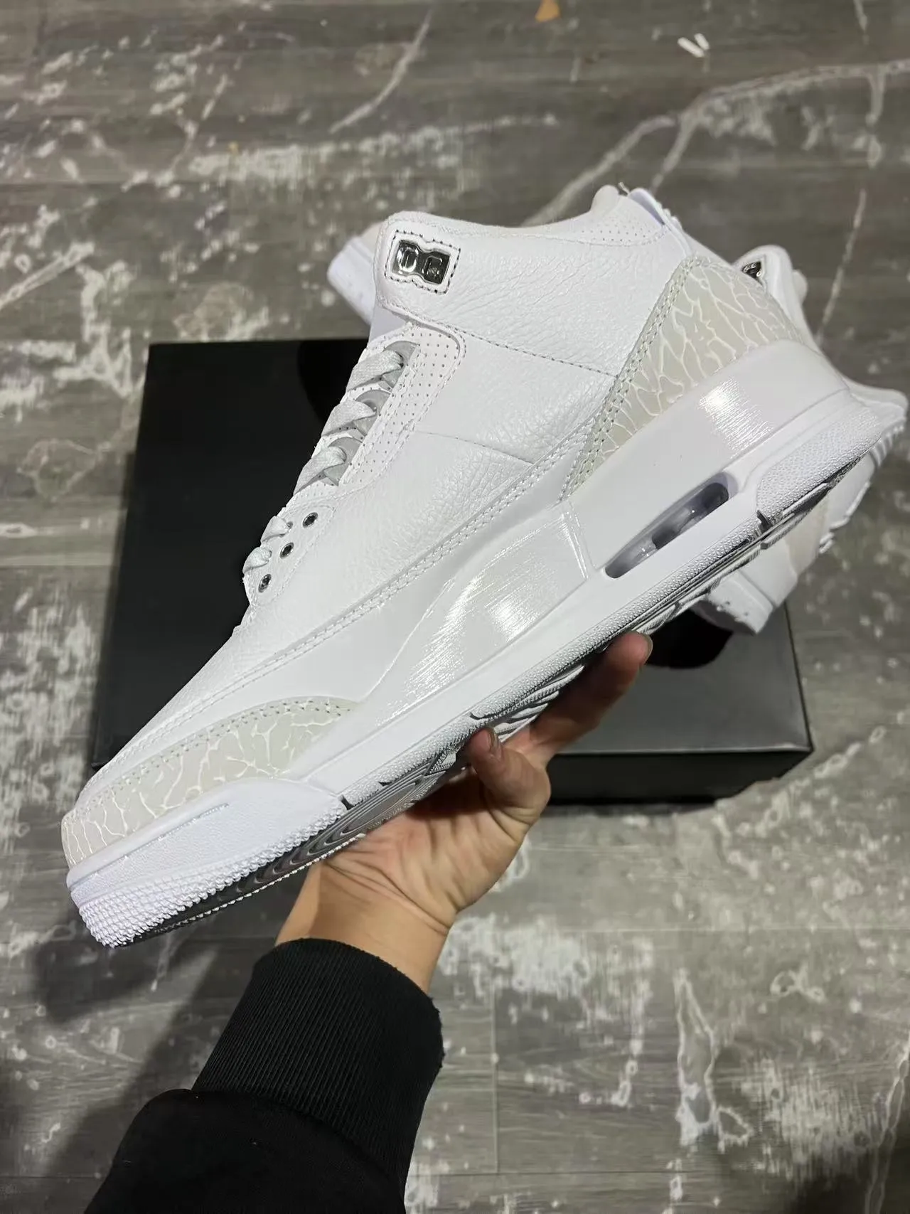 Air Jordan 3 Tênis de Basquete com Estampa de Elefante Branco 5