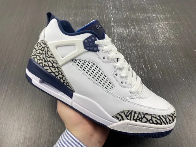 Air Jordan 3 White Navy Elephant Print Basketball Shoes 4