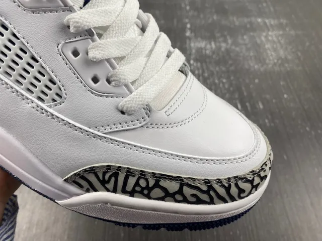 Air Jordan 3 White Navy Elephant Print Basketball Shoes 6