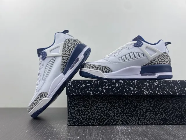 Air Jordan 3 White Navy Elephant Print Basketball Shoes 14