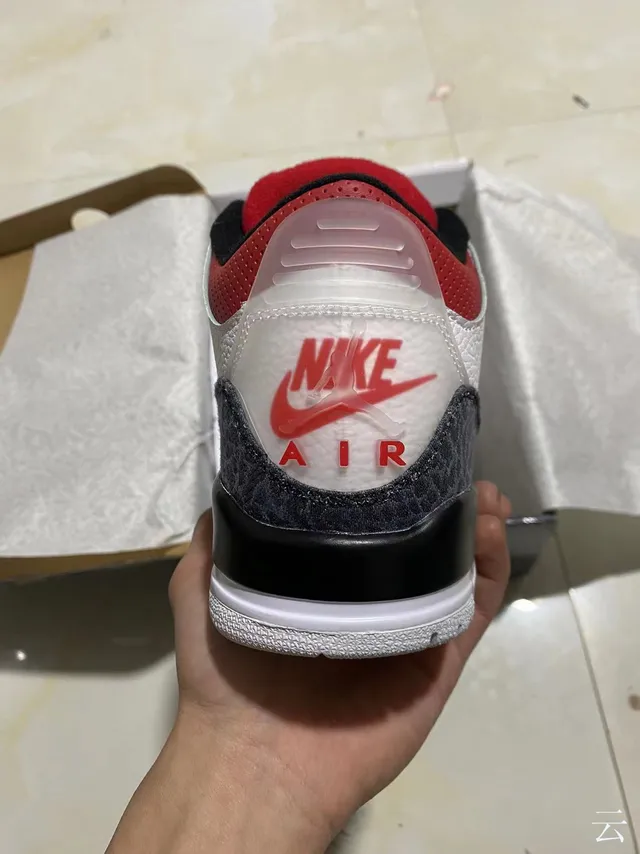 Air Jordan 3 White Navy Red Elephant Print Basketball Shoes 6