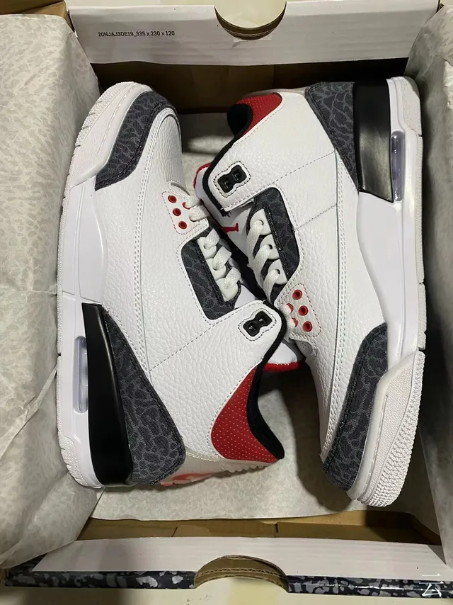 Air Jordan 3 White Navy Red Elephant Print Basketball Shoes 7