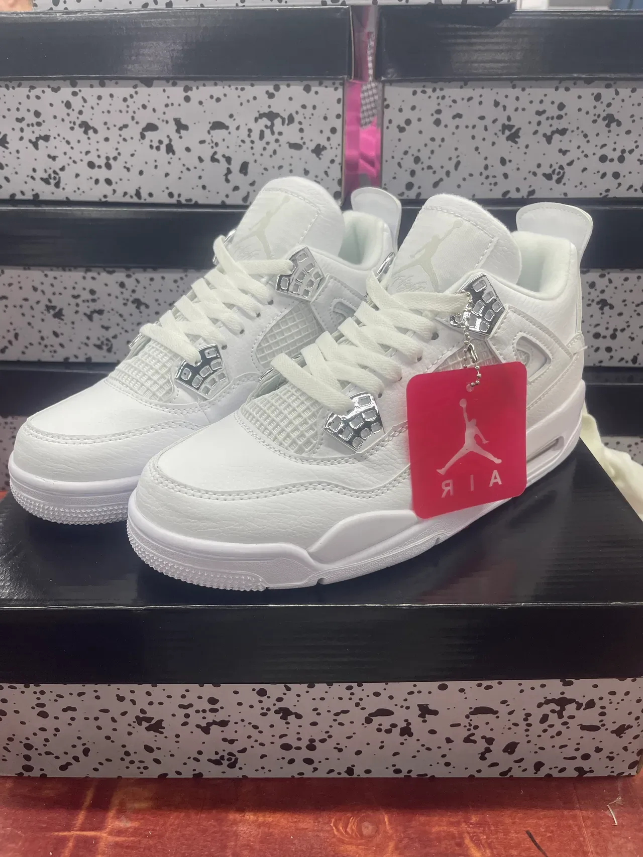 Air Jordan 4 Chaussures de Basketball Toutes Blanches avec Serrure de Lacets Métallique 7