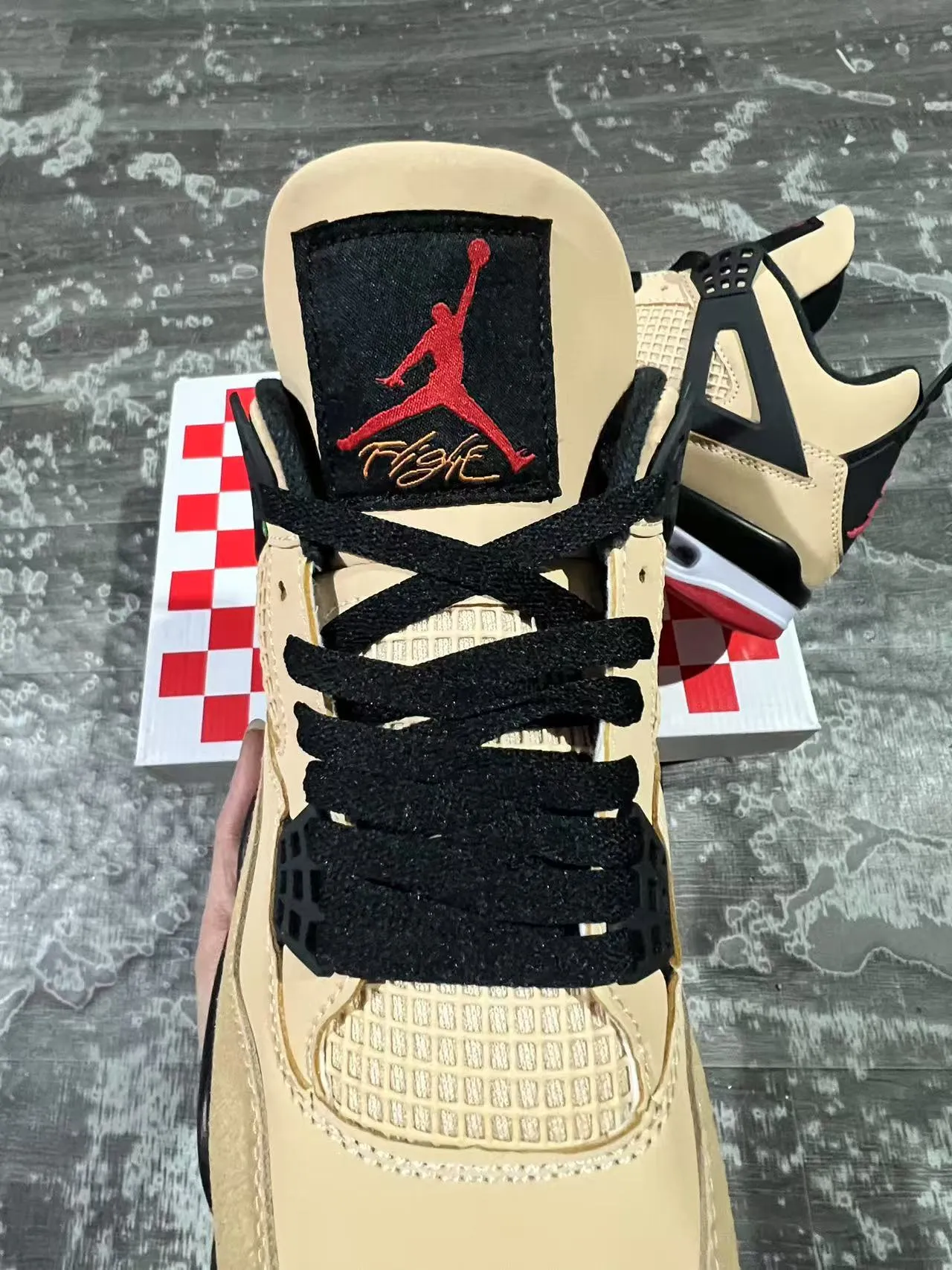 Air Jordan 4 Beige Black Red Basketball Shoes 4