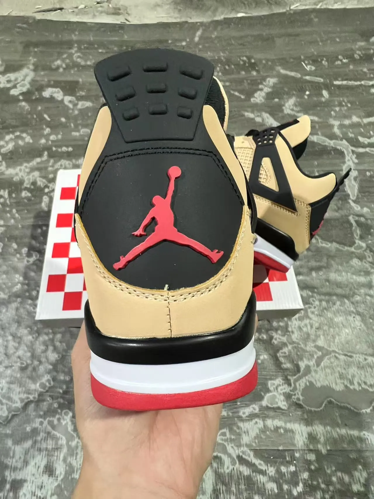 Air Jordan 4 Beige Black Red Basketball Shoes 8