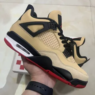 Air Jordan 4 Beige Black Red Basketball Shoes