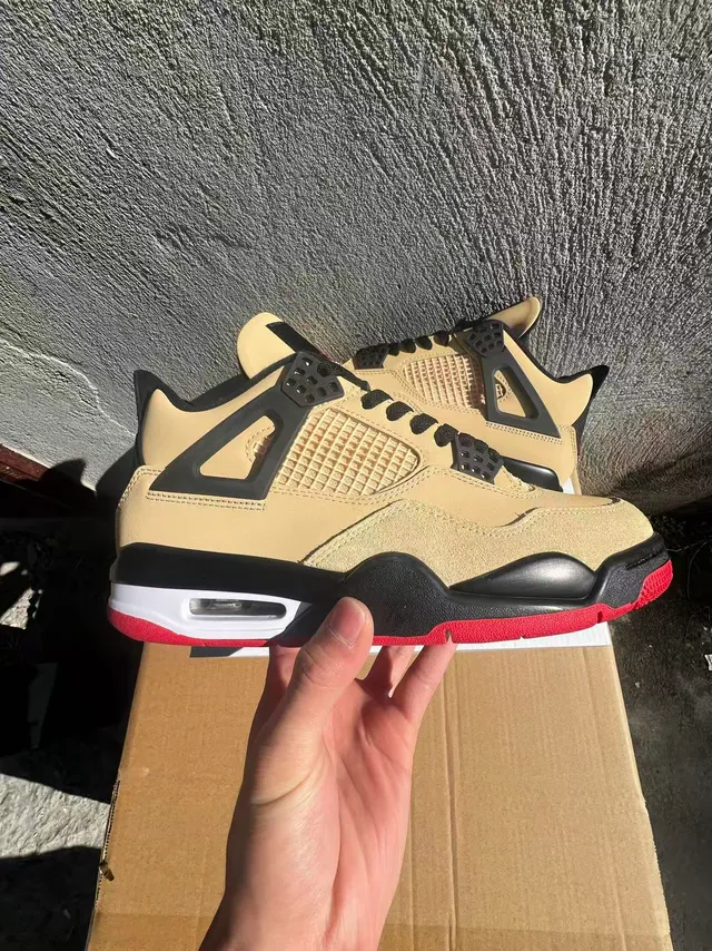 Air Jordan 4 Beige Black Red Basketball Shoes 7