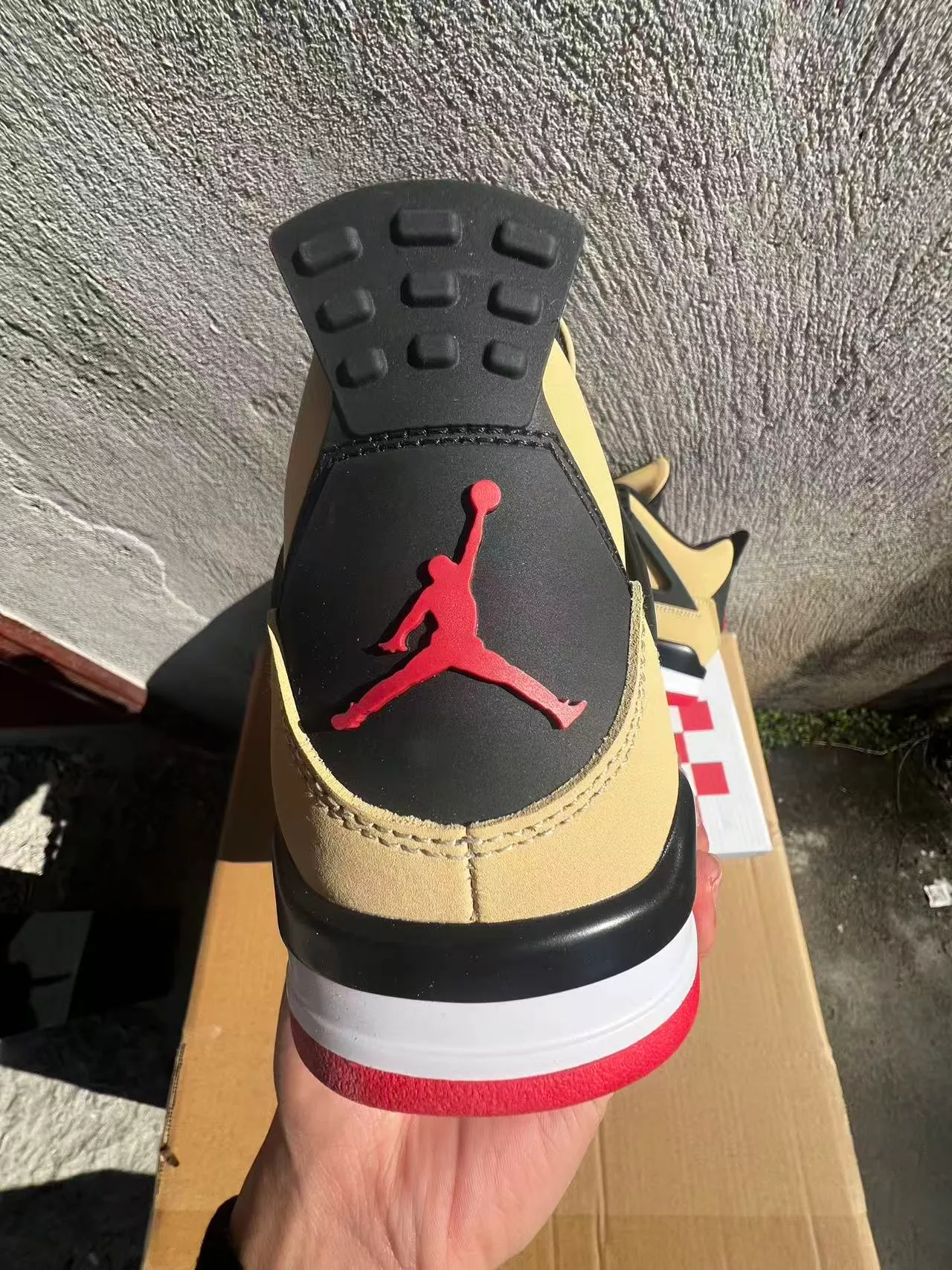 Air Jordan 4 Beige Black Red Basketball Shoes 8