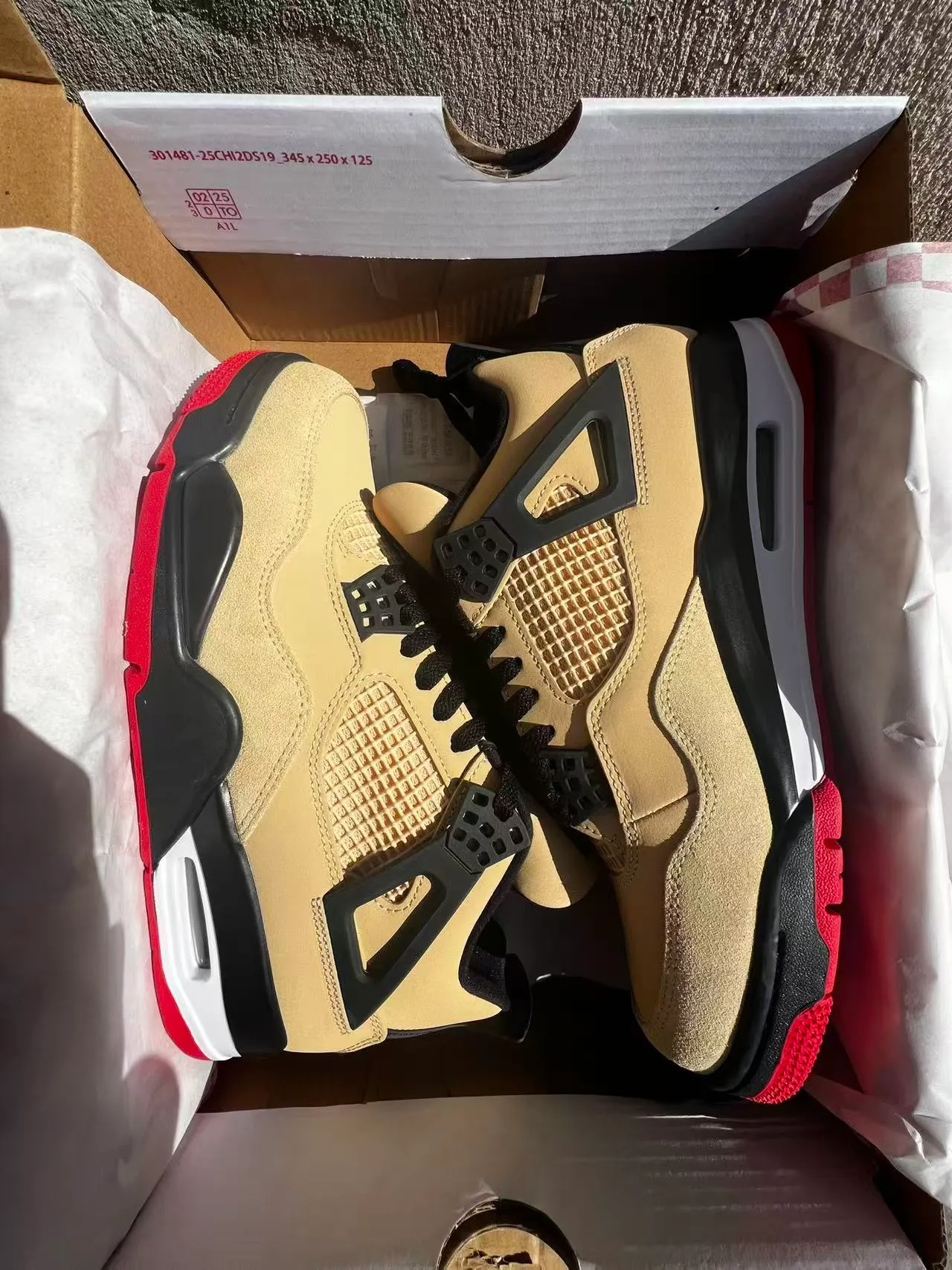 Air Jordan 4 Beige Black Red Basketball Shoes 9