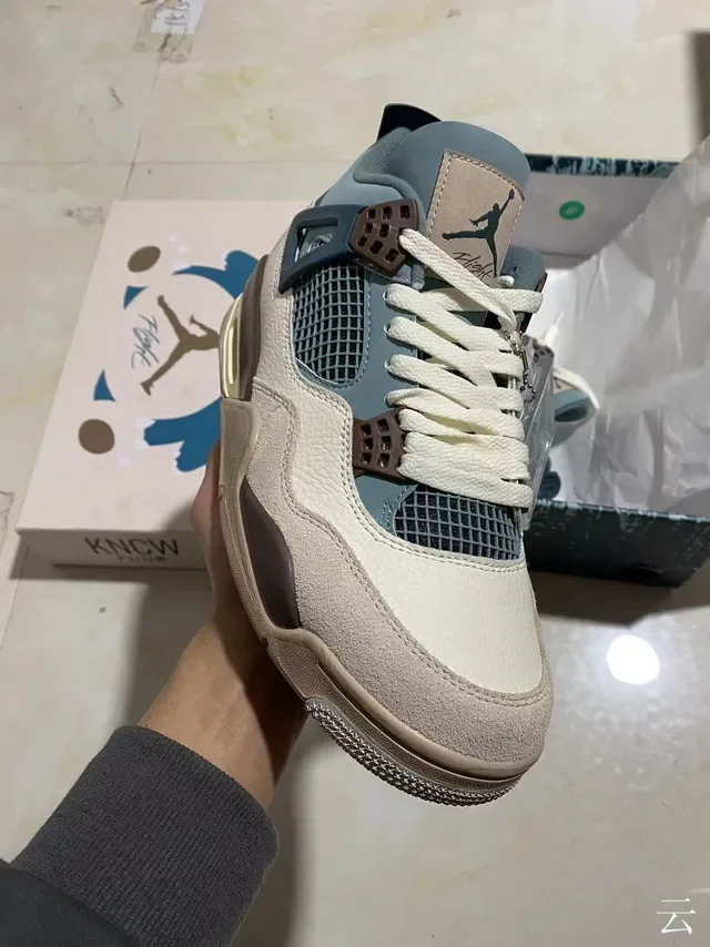 Air Jordan 4 Beige Blue Brown Chaussures de basket-ball 2