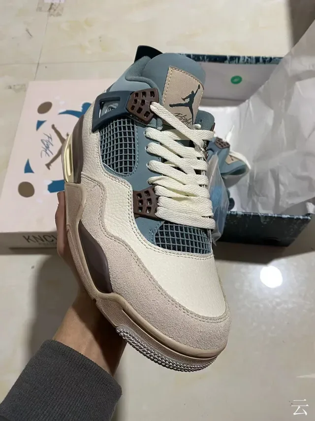 Air Jordan 4 Beige Blue Brown Chaussures de basket-ball 5