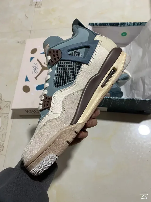 Air Jordan 4 Beige Blue Brown Chaussures de basket-ball 8