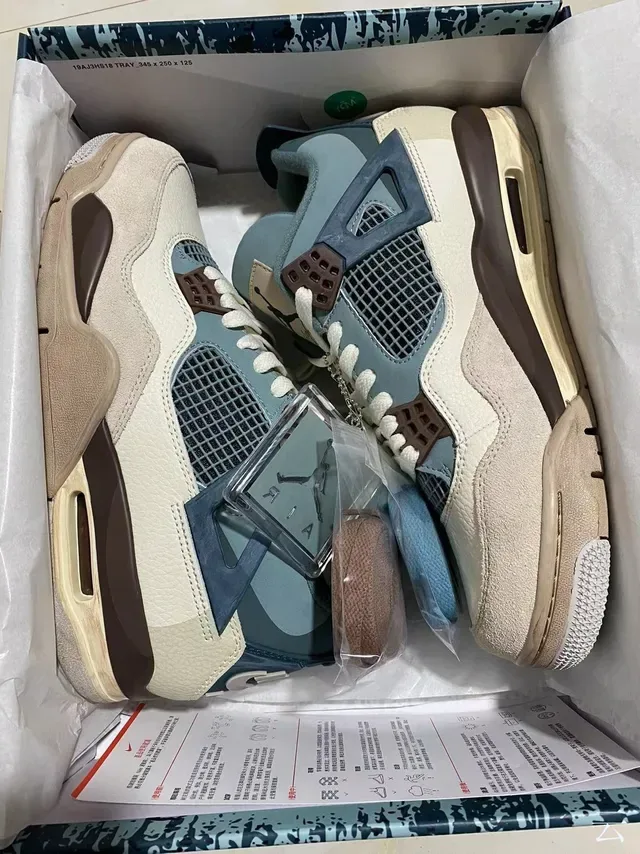 Air Jordan 4 Beige Blue Brown Chaussures de basket-ball 10