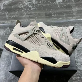 Air Jordan 4 Beige Cream Black Basketball Shoes