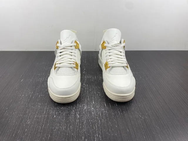 Air Jordan 4 Beige Gold Low-Top Silhouette Molded Plastic Eyelets Lifestyle Sneakers 3