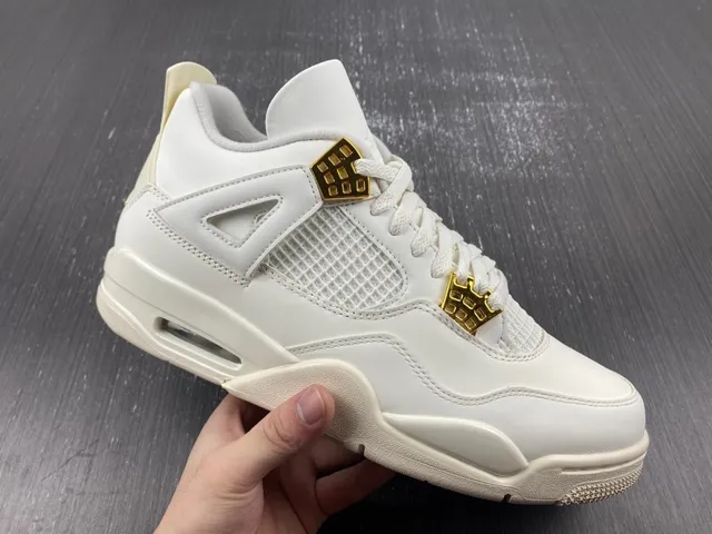 Air Jordan 4 Beige Gold Low-Top Silhouette Molded Plastic Eyelets Lifestyle Sneakers 4