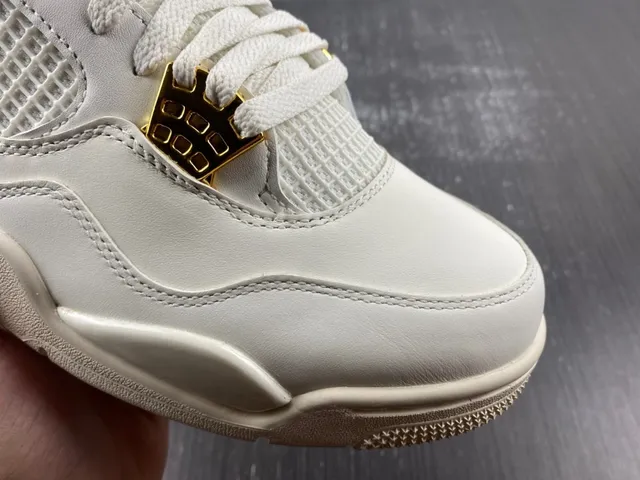Air Jordan 4 Beige Gold Low-Top Silhouette Molded Plastic Eyelets Lifestyle Sneakers 6