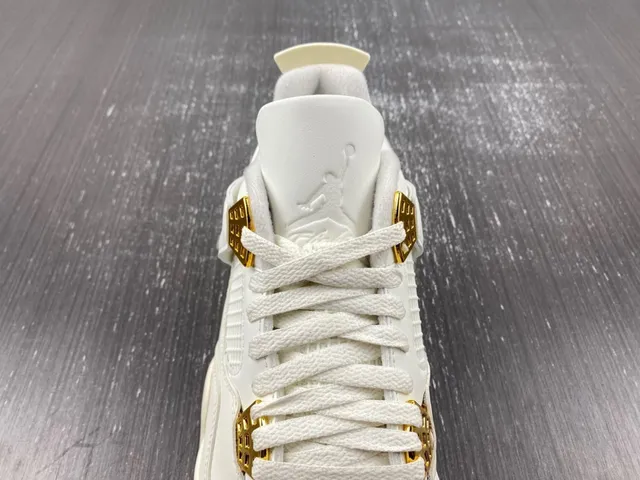 Air Jordan 4 Beige Gold Low-Top Silhouette Molded Plastic Eyelets Lifestyle Sneakers 9