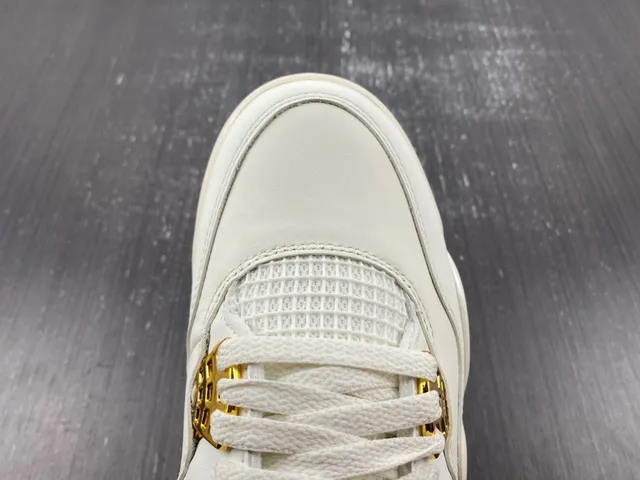 Air Jordan 4 Beige Gold Low-Top Silhouette Molded Plastic Eyelets Lifestyle Sneakers 10