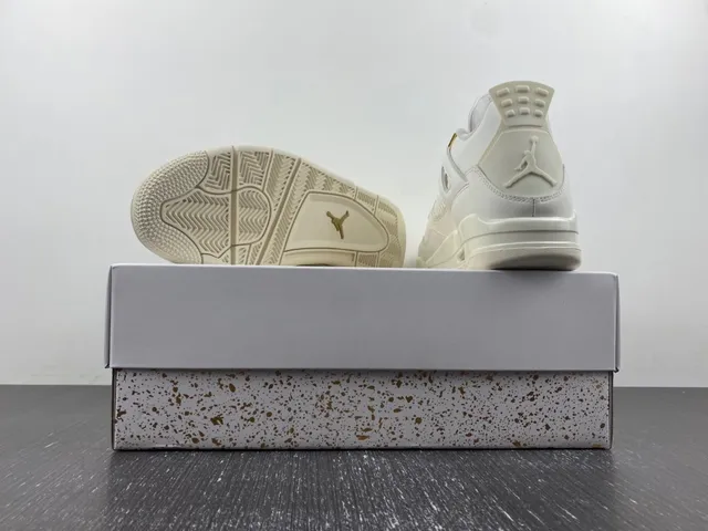 Air Jordan 4 Beige Gold Low-Top Silhouette Molded Plastic Eyelets Lifestyle Sneakers 15