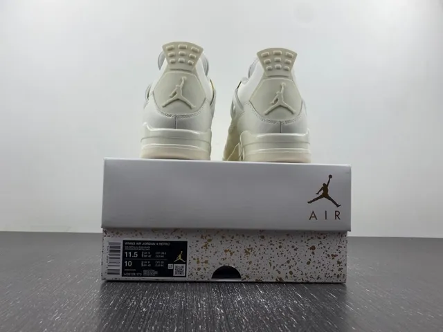 Air Jordan 4 Beige Gold Low-Top Silhouette Molded Plastic Eyelets Lifestyle Sneakers 17