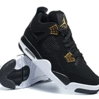 Air Jordan 4 काले और सुनहरे बास्केटबॉल जूते