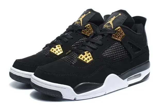 Air Jordan 4 काले और सुनहरे बास्केटबॉल जूते 2
