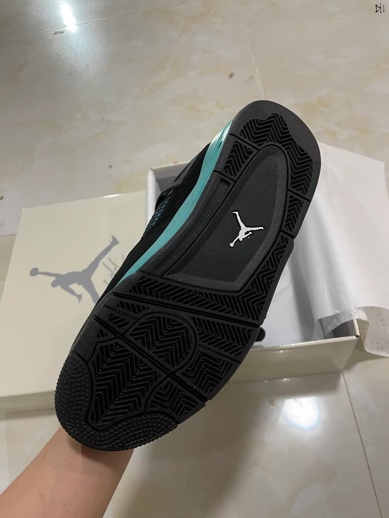 Air Jordan 4 Black Turquoise Basketball Shoes 5