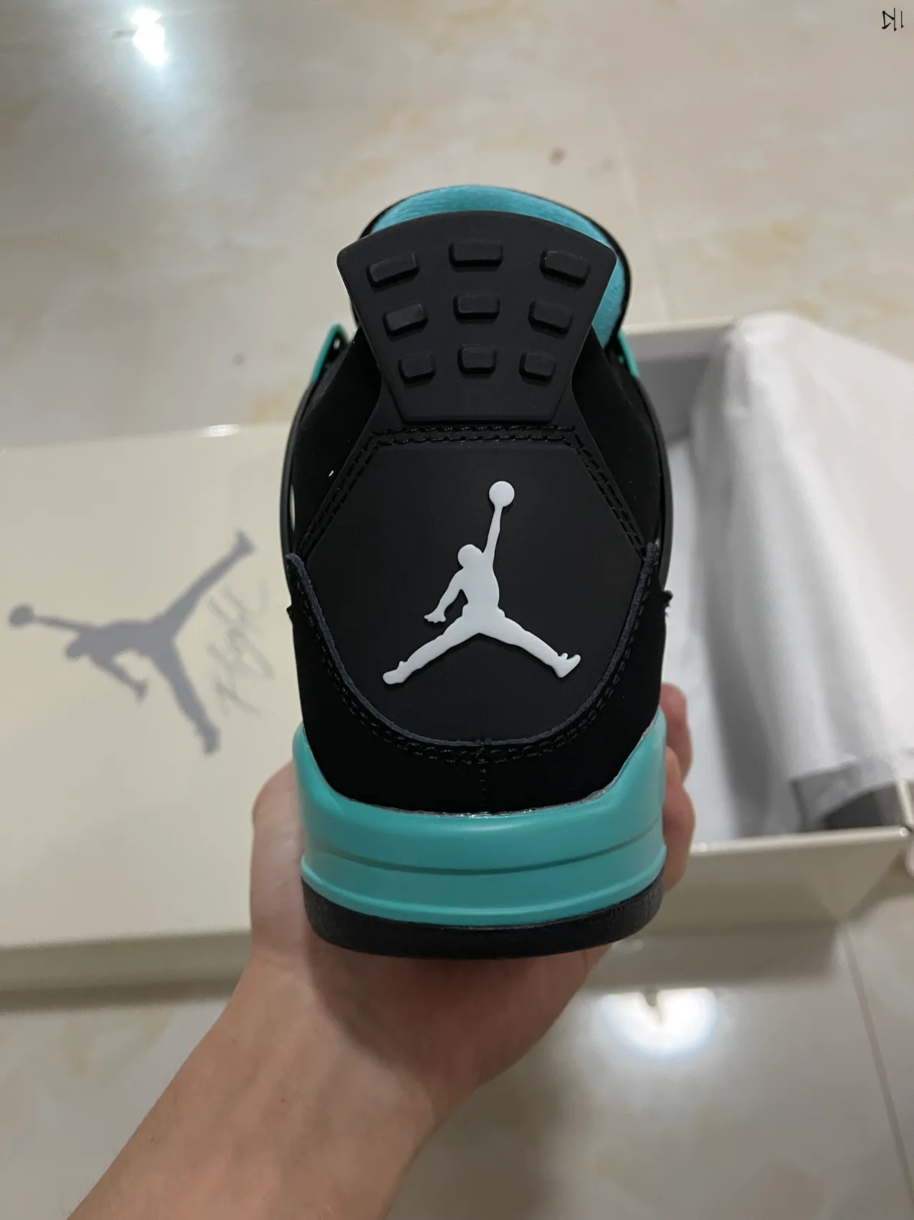 Air Jordan 4 Black Turquoise Basketball Shoes 6