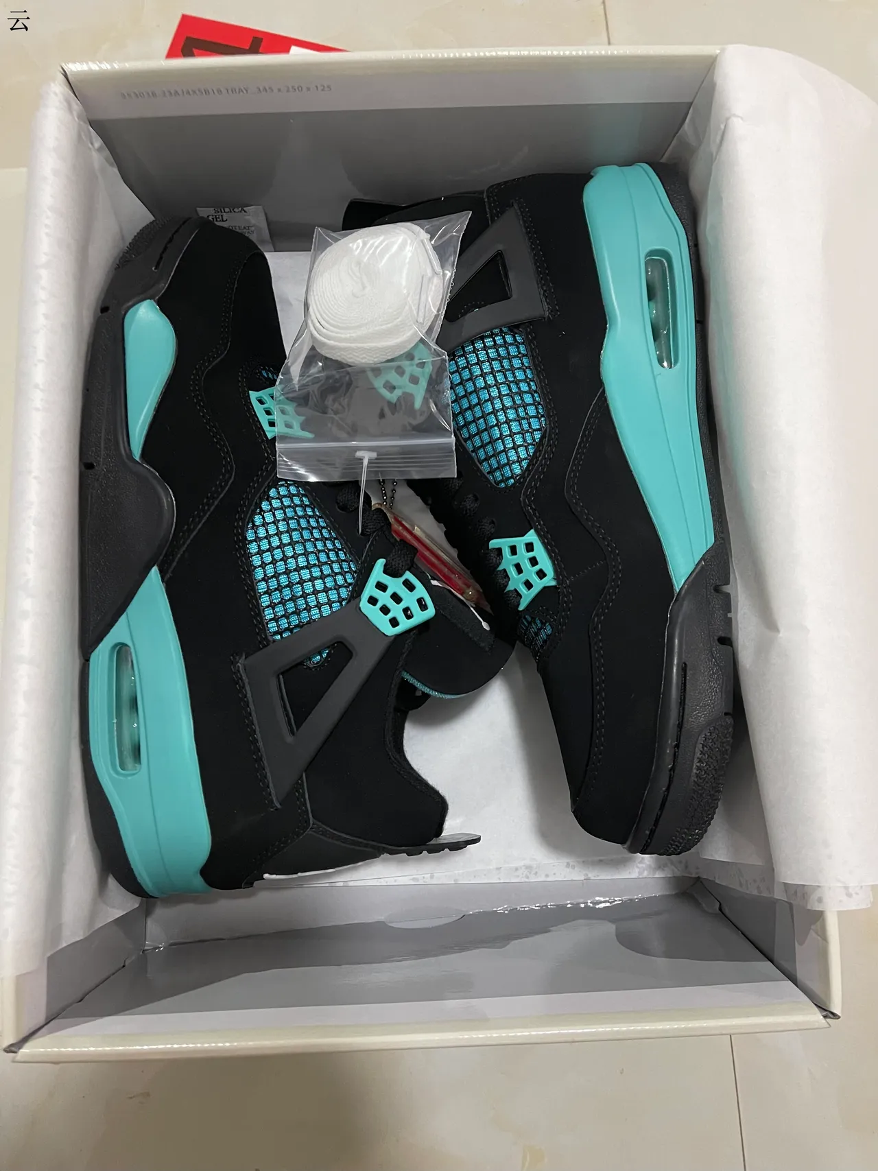 Air Jordan 4 Black Turquoise Basketball Shoes 7