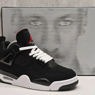 Air Jordan 4 Black White Red Basketball Shoes