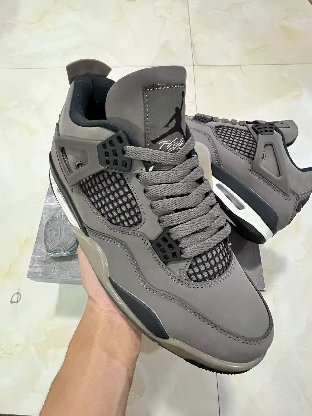 Air Jordan 4 Gray Black White Basketball Shoes 2