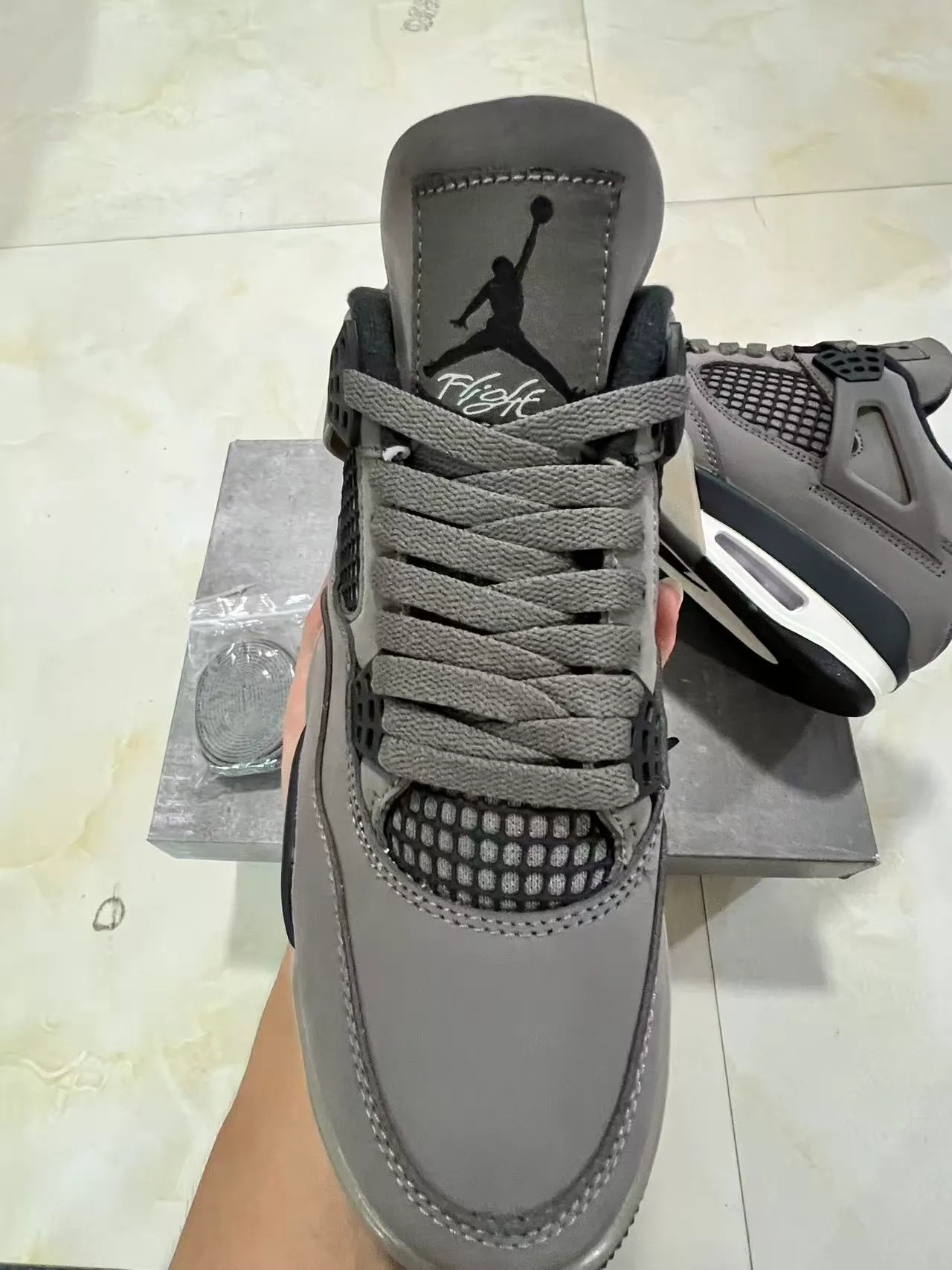 Air Jordan 4 Gray Black White Basketball Shoes 3