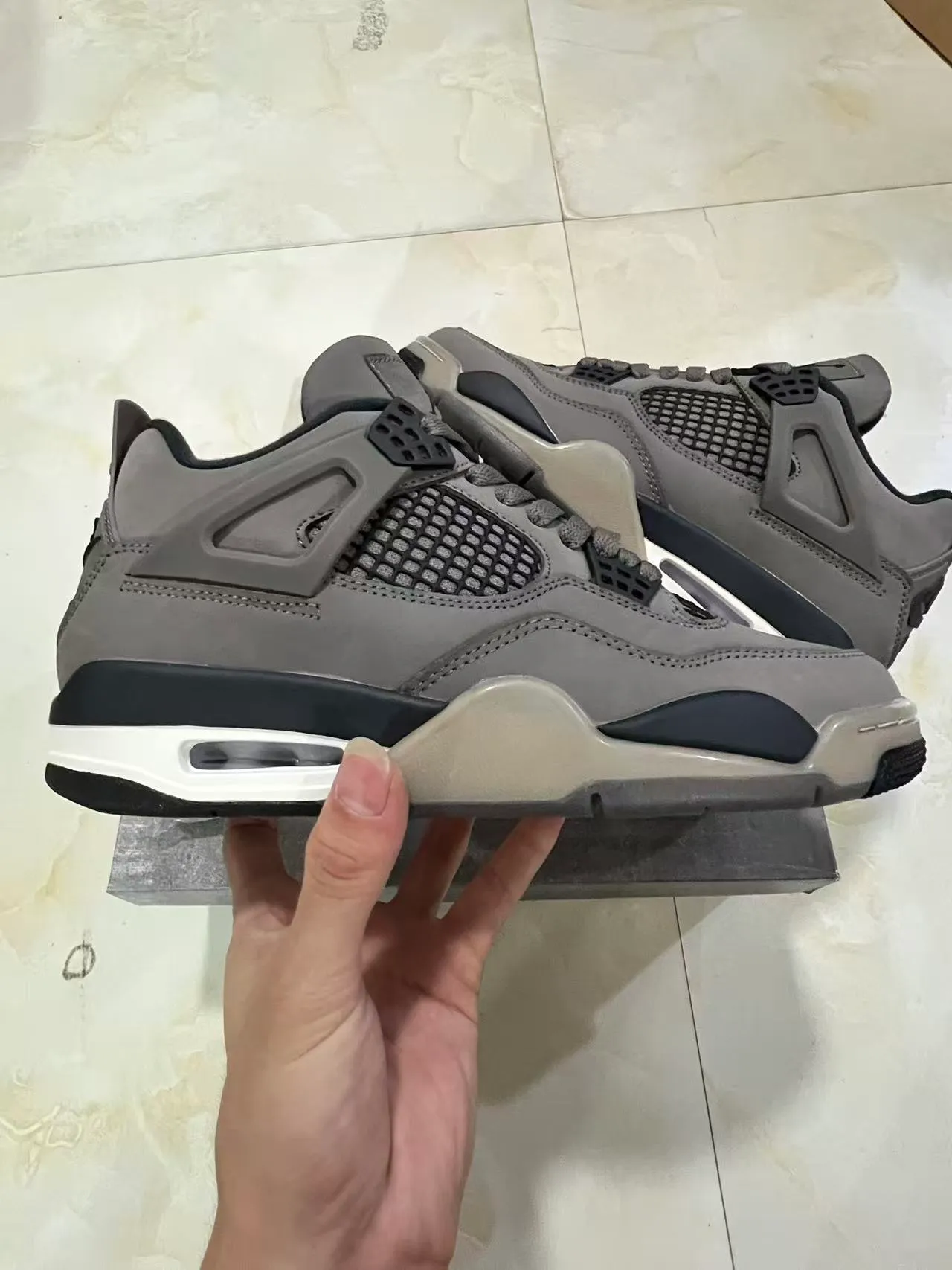 Air Jordan 4 Gray Black White Basketball Shoes 7