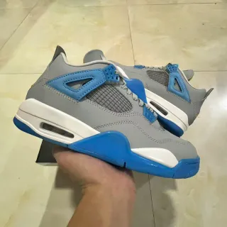 Air Jordan 4 Gray Blue White Basketball Shoes